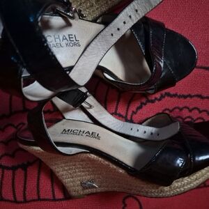 Michael Kors Black Wedge Sandals Two Oair Size 6.5 And Tan Two For $35.00